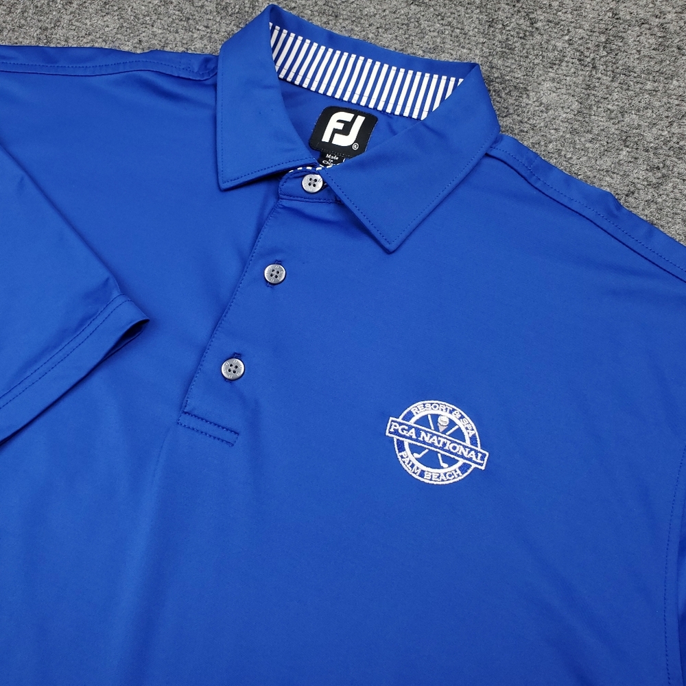 FootJoy Golf Polo Shirt XL PGA National Palm Springs Performance Stretch Blue